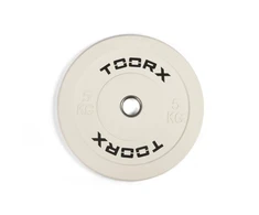 Svorio plokštė TOORX Bumper Plate Challenge, balta, 50 mm, 5kg
