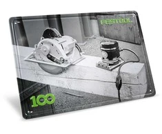 Plakatas Festool 100-mečiui skirta retro stiliaus įrankių skardinė lentelė MES-FT1 100Y Limited Edition