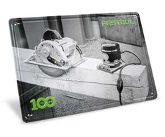 Plakatas Festool 100-mečiui skirta retro stiliaus įrankių skardinė lentelė MES-FT1 100Y Limited Edition