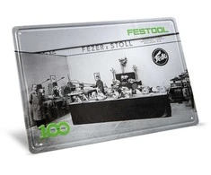 Festool 100-mečiui skirta retro stiliaus stendo skardinė lentelė MES-FT2 100Y Limited Edition