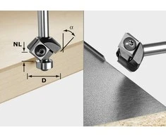 Nuožulnų/briaunų freza su keičiamais peiliukais Festool HW 27/55 mm; su guoliu