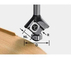 Festool Suapvalinimo freza su apsukamomis pjovimo plokštelėmis S8 HW R1,5 D28 KL12,7 MFK