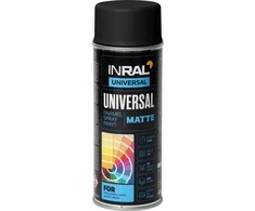 Aerozoliniai universalūs dažai INRAL UNIVERSAL juodi RAL9011 matiniai 400 ml.