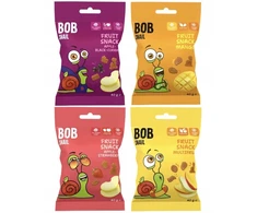100% vaisių gumų rinkinys, be cukraus ir konservantų Bob Snail 4 x 40g