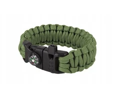 101 Inc. Išgyvenimo apyrankė Paracord TM su kompasu, žalia 18068