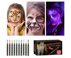 10vnt GLITTER TATTUOS ŽYMEKLIAI, skirti DAŽYTI ODĄ GLITTER + Šablonai