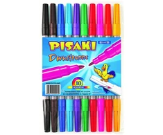 10x Kamet mokykliniai dvipusiai flomasteriai, 10 spalvų