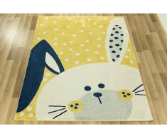 140x190 cm DYWAN DLA DZIECKA Geltonas PILKA ZAJĄCZEK KROPECZKI EMILY KIDS