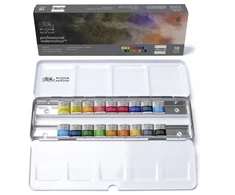 18 profesionalių Trawel tin Winsor &amp; Newton akvarelių rinkinys