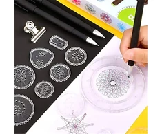 1Mcz Spirograph trafaretai spiralėms ir mandaloms piešti, rinkinyje 46 vnt.
