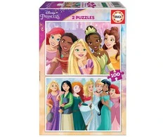 Dėlionė Maki Educa – 2x100 Disney Princess medinių dėlionių (80-19298)
