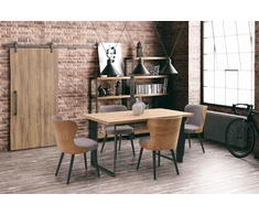 2-jų kėdžių komplektas Halmar Loft K452, pilkas/šviesiai rudas