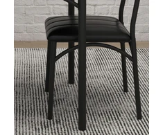2 juodų valgomojo kėdžių rinkinys, PU apmušalai, metalinis rėmas
