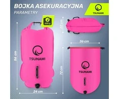 2 viename „TSUNAMI“ rožinis apsauginis plūduras su sausa kišene maudynėms