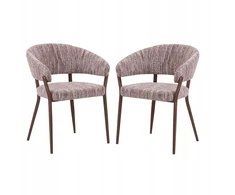 2x minkštų kėdžių rinkinys LUNA B rožinės ir smėlio spalvos Boucle Domaison