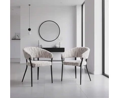 2x minkštų kėdžių rinkinys LUNA C Boucle cream Domaison