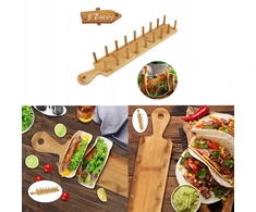2x Taco Holder Retro užkandis meksikietiški suktinukai 8 Tacos bambukinių blynų stovas