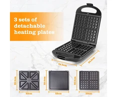 3-IN-1 1200 W DAUGIAFUNKCINĖ vaflinė, SUMUŠINIŲ GRILĖLĖ, KEIČIAMOS PLOKŠTĖS