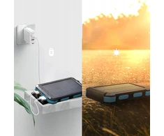 30000 MAH LAUKO NEŠIOJAMASIS SAULĖS ENERGIJOS BANKAS SU BLYGINIU IR KOMPASU