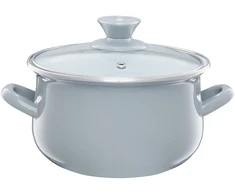 35057 Emaliuotas puodas su dangteliu Pyza pilka 16 cm 2 l EMALIA OLKUSZ