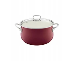 35235 Emaliuotas puodas su dangteliu Pyza 18 cm bordo EMALIA OLKUSZ