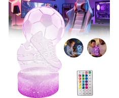 3D futbolo LED naktinės lempos dovana futbolininkui berniukui stalo lempos nuotolinio valdymo pultas