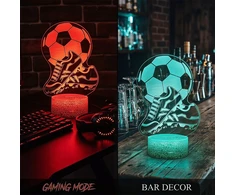 3D futbolo LED naktinės lempos dovana futbolininkui berniukui stalo lempos nuotolinio valdymo pultas