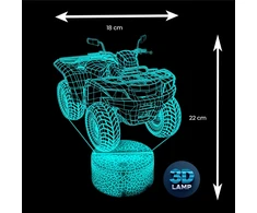 3D Lamp Led Naktinė Lempa "quad 3d" su 16 Spalvų ir Nuotolinio Valdymo Pulteliu