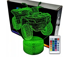 3D Lamp Led Naktinė Lempa "quad 3d" su 16 Spalvų ir Nuotolinio Valdymo Pulteliu