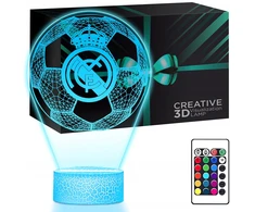Upominki_Pl 3D LED naktinė lempa „Real Madrid“ futbolo kalėdinė dovana berniukui