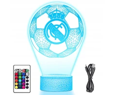 Upominki_Pl 3D LED naktinė lempa „Real Madrid“ futbolo kalėdinė dovana berniukui