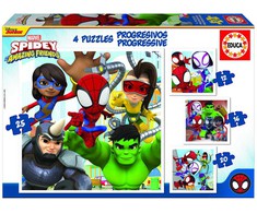Educa 4 dėlionės SPIDEY ir AMAZING FRIENDS, 3-5 metų, 12+16+20+25 dalių