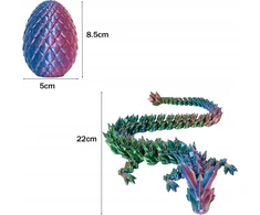 4× Dragon Crystal Joints 3D spausdintas kilnojamas KIAUŠINIŲ rinkinys PURPURINE-MĖLYNA