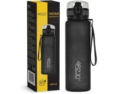 4Fizjo 650 ml juodas sportinis vandens butelis