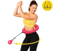 4Fizjo Hula Hoop su svarmenimis ir masažu, rožinis