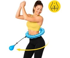 4Fizjo Hula Hoop su svarmenimis ir masažu, mėlynas
