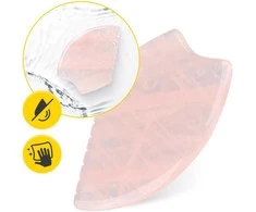 4Fizjo Rievuotas Gua Sha akmuo, pagamintas iš natūralaus rožinio kvarco