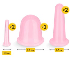 4Fizjo Silikoniniai kiniški puodeliai 5 vnt. FACE+ rožiniai