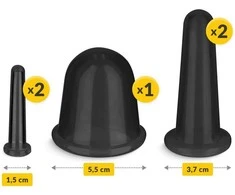 4Fizjo Silikoniniai kiniški puodeliai 5 vnt. FACE+ juodi