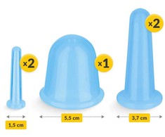4Fizjo Silikoniniai kiniški puodeliai 5 vnt. FACE+ mėlyni