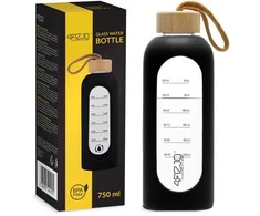 4Fizjo Stiklinis vandens butelis 750 ml, juodas