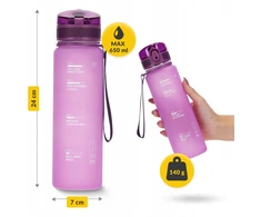 4Fizjo Vandens gertuvė 650 ml – kasdieniam naudojimui, sportui ir aktyviam laisvalaikiui, rožinės spalvos