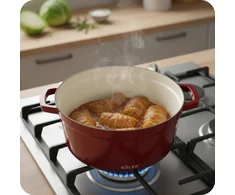 5L emaliuotas ketaus puodas su dangčiu Raudonas 26cm indukcinė orkaitė
