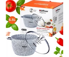 6.5L MARMULINIS PUODAS, DUJŲ INDUKCIJA SU DANGIU Ø24 CM HOFFNER ELEGANCE