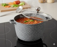 6.5L MARMULINIS PUODAS, DUJŲ INDUKCIJA SU DANGIU Ø24 CM HOFFNER ELEGANCE