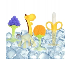 6x BANANA TEETHER TRAINING MASAŽINIS ŠEPETĖLIS SILICONE TEETHER DOVANA