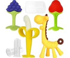6x BANANA TEETHER TRAINING MASAŽINIS ŠEPETĖLIS SILICONE TEETHER DOVANA