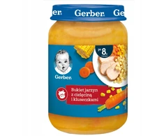 6x Gerber vaikų pietūs Daržovių puokštė su veršiena ir koldūnais 8m+ 190g