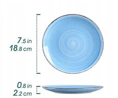 6X VANCASSO BONITA MĖLYNA DESERTINĖ PLOKŠTĖ DAŽYTA RANKOMIS 19cm skersmens