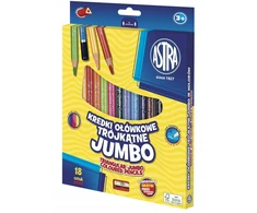 78. ASTRA Jumbo trikampės kreidelės 18 vnt + galąstuvas